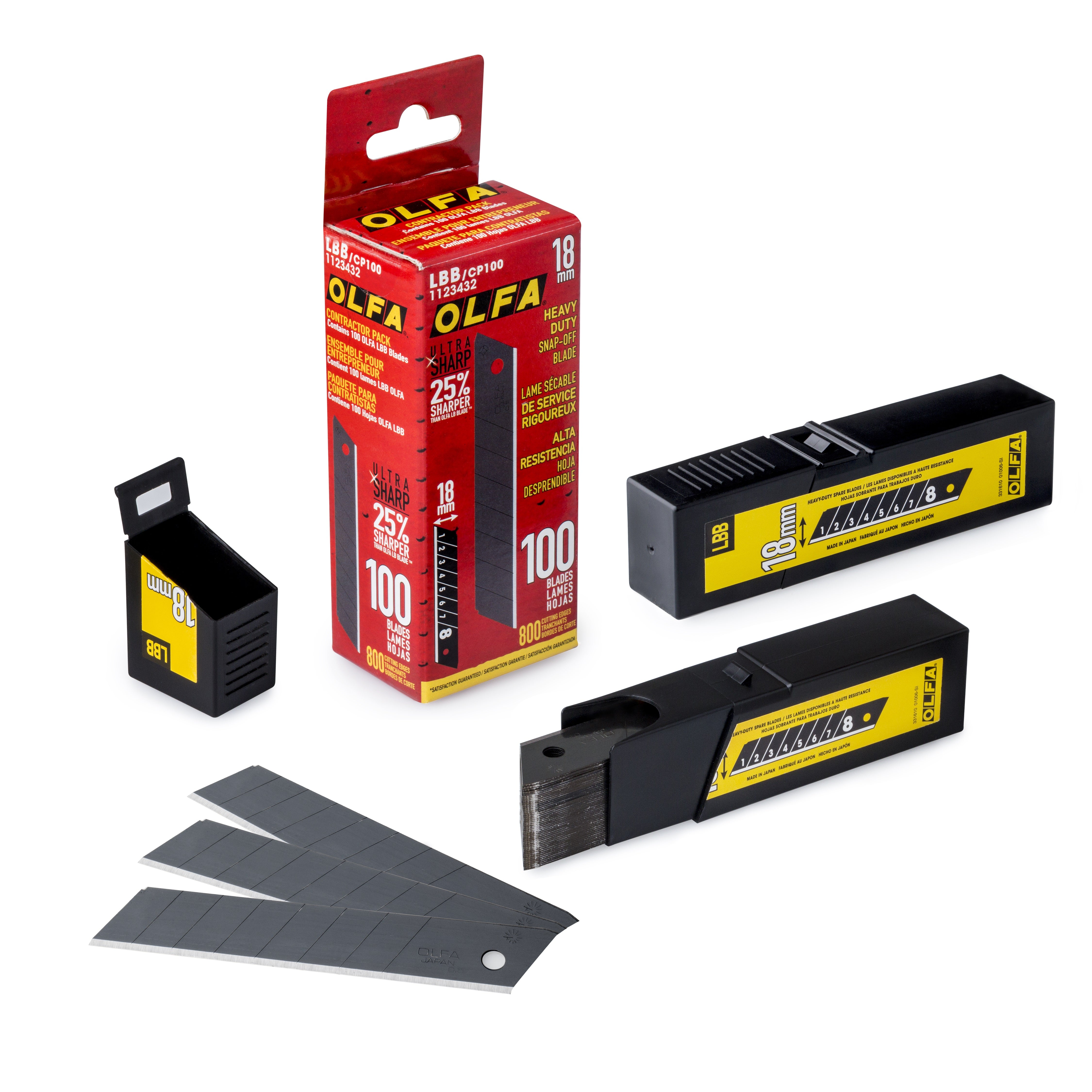 OLFA 18mm HD Ultra-Sharp Black Snap Blade-100/pk (LBB/CP100) | 091511450040
