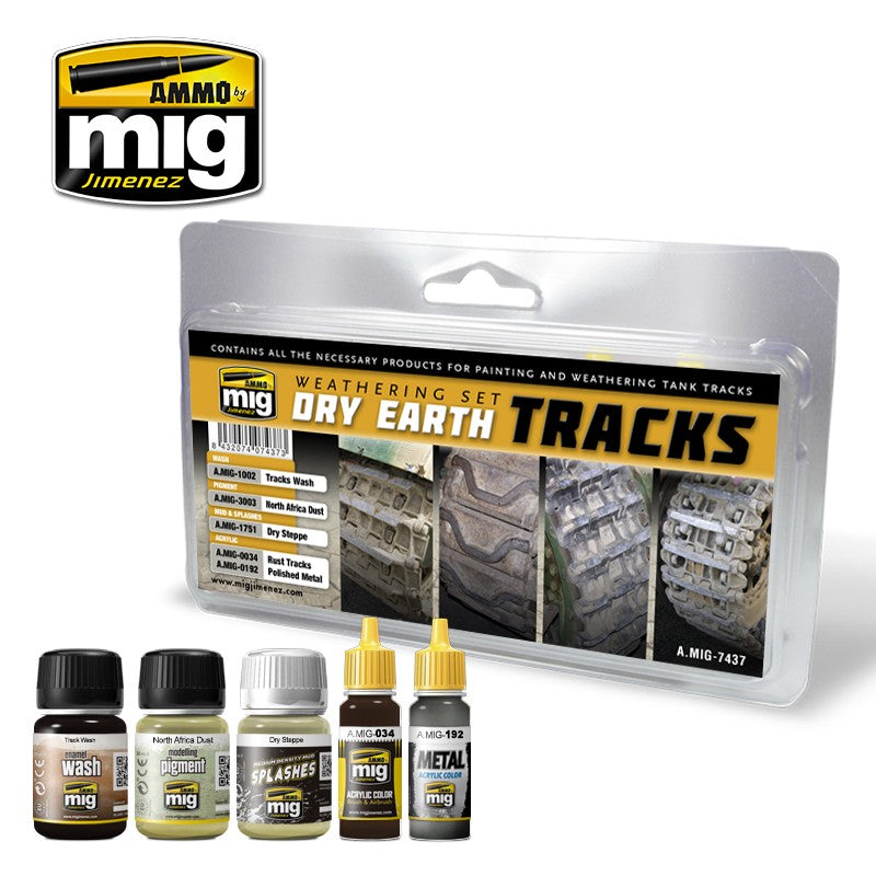 Ammo Mig Dry Earth Tracks Weathering Set | 8432074074373