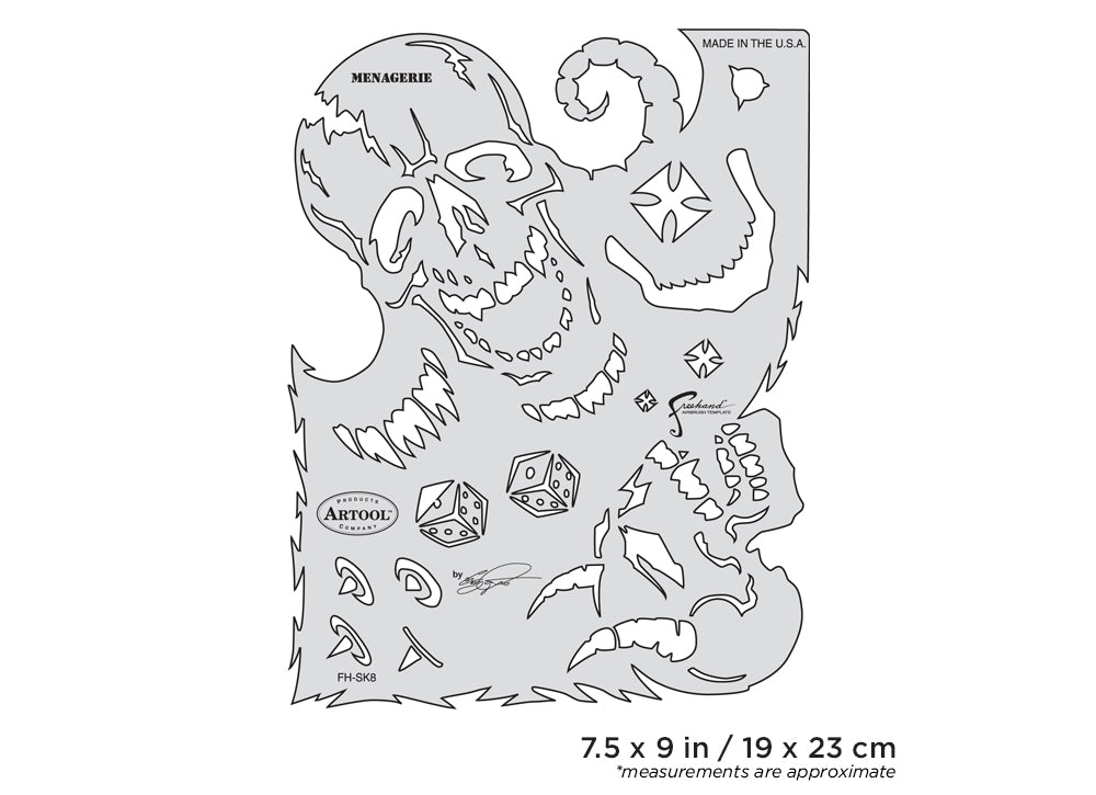IWATA Artool Son of Skullmaster Menagerie Freehand Airbrush Template by Craig Fraser | 758240038115