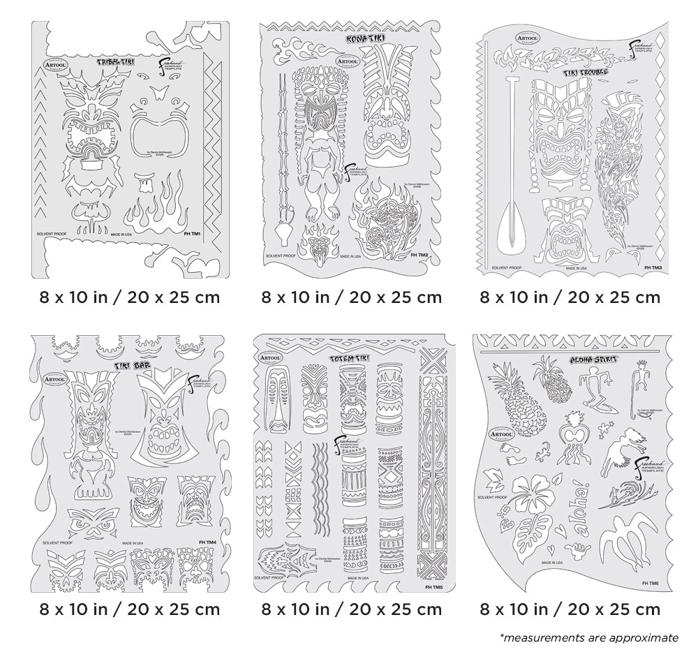 IWATA Artool Tiki Master Freehand Airbrush Template Set by Dennis Mathewson | 758240132882