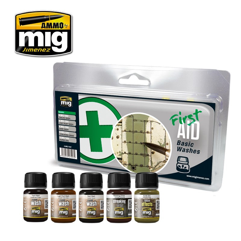 Ammo Mig First Aid Basic Washes Weathering Set | 8432074074472
