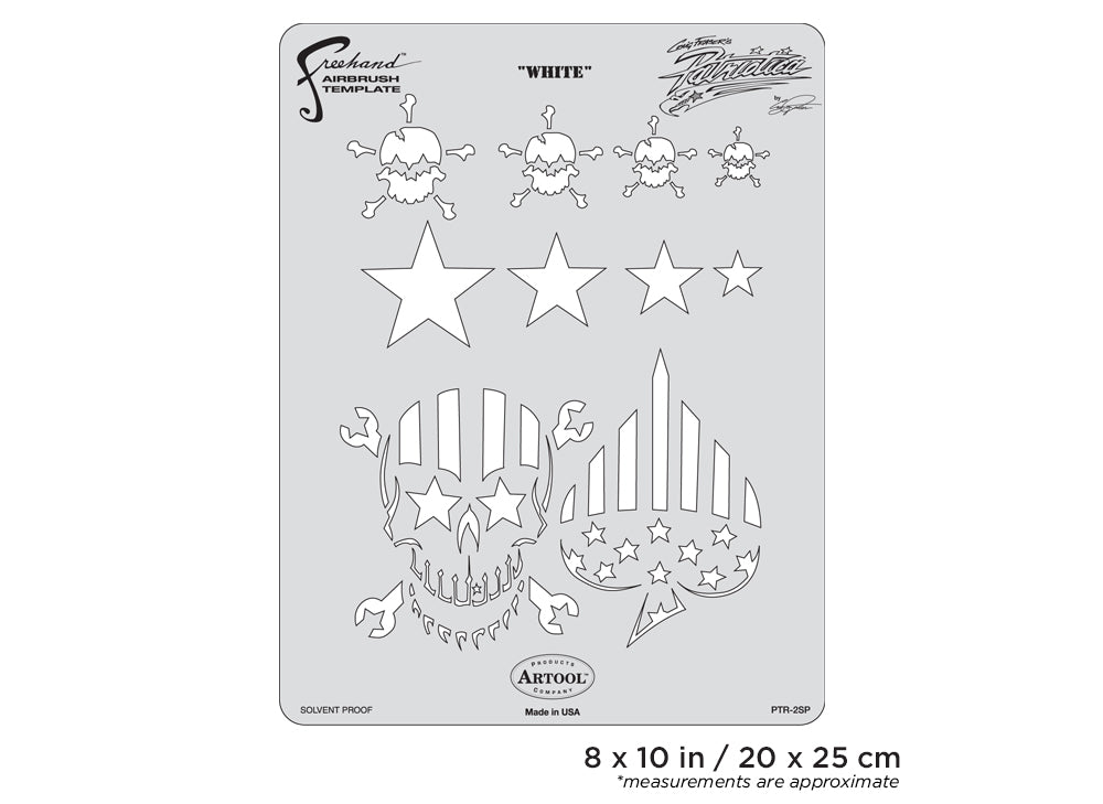 IWATA Artool Patriotica White Freehand Airbrush Template by Craig Fraser | 758240037026