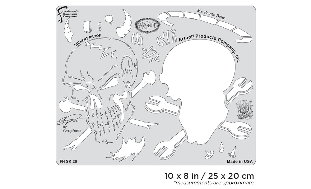 IWATA Artool Wrath of Skullmaster Mr. Potato Bonz Freehand Airbrush Template by Craig Fraser | 758240038504