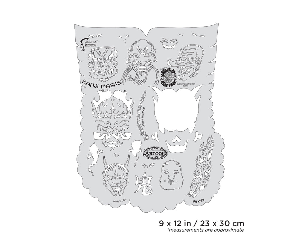 IWATA Artool Kanji Master Kanji Masks Freehand Airbrush Template by Dennis Mathewson | 758240138532