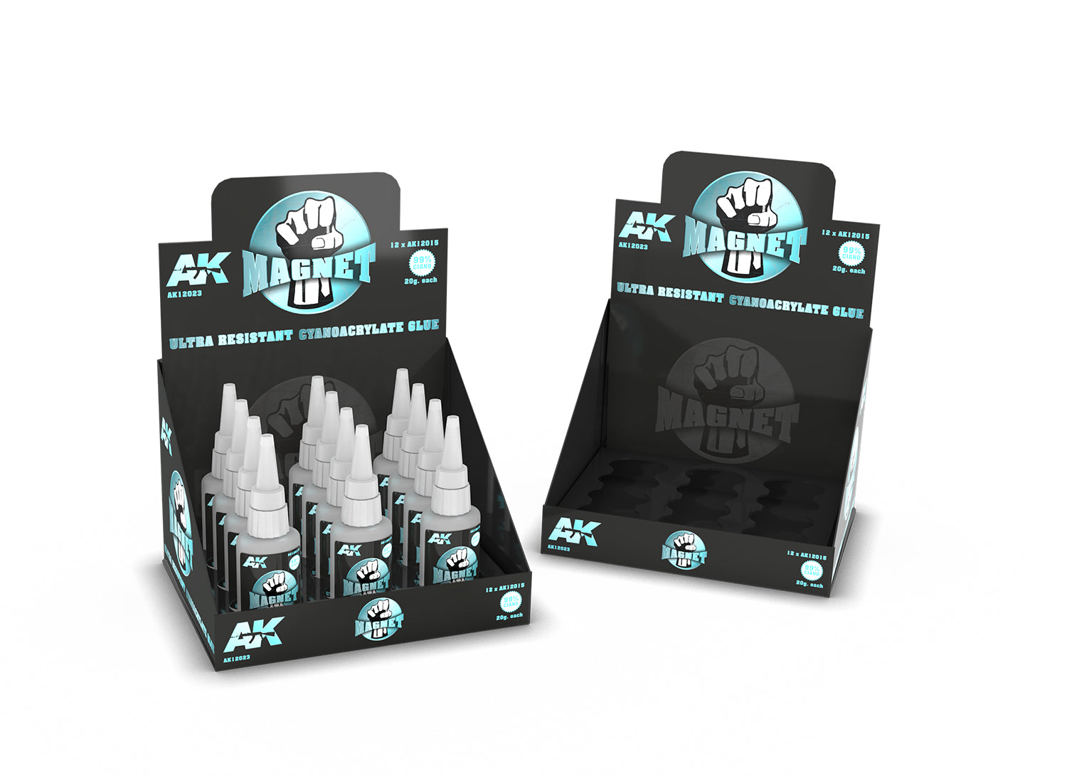 AK Interactive Magnet Cyanoacrylate Glue (12 Units) + Display Unit | 8435568306431