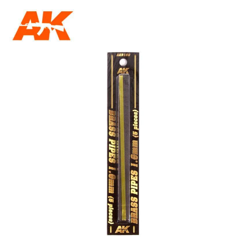 AK Interactive BRASS PIPES 1.0mm, 5 units | 8435568307155