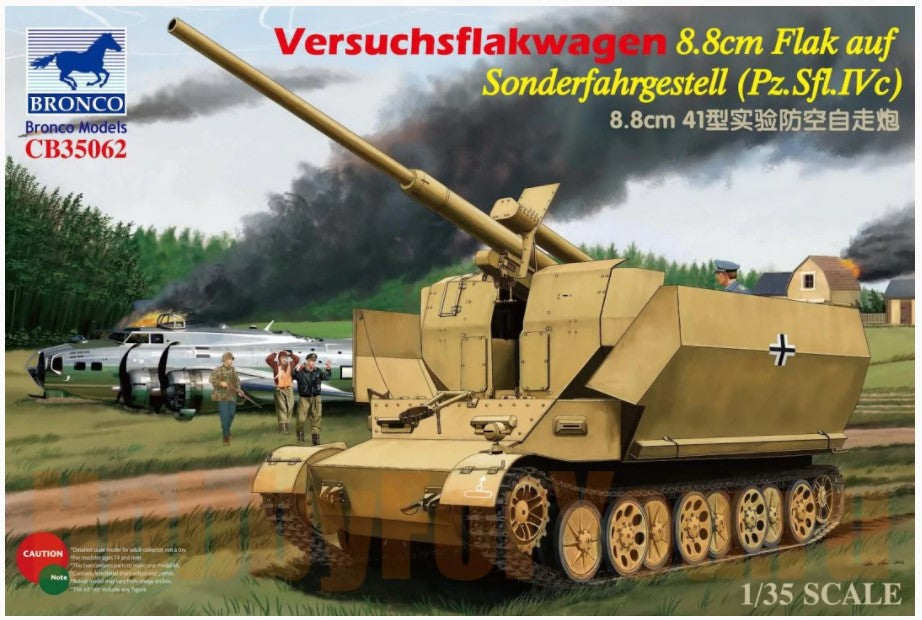 Bronco Models 1/35 Versuchsflakwagen 8.8cm Flak 41 auf Sonderfahrgestell (Pz.Sfl.IVc) Military Vehicle | 4544032687380
