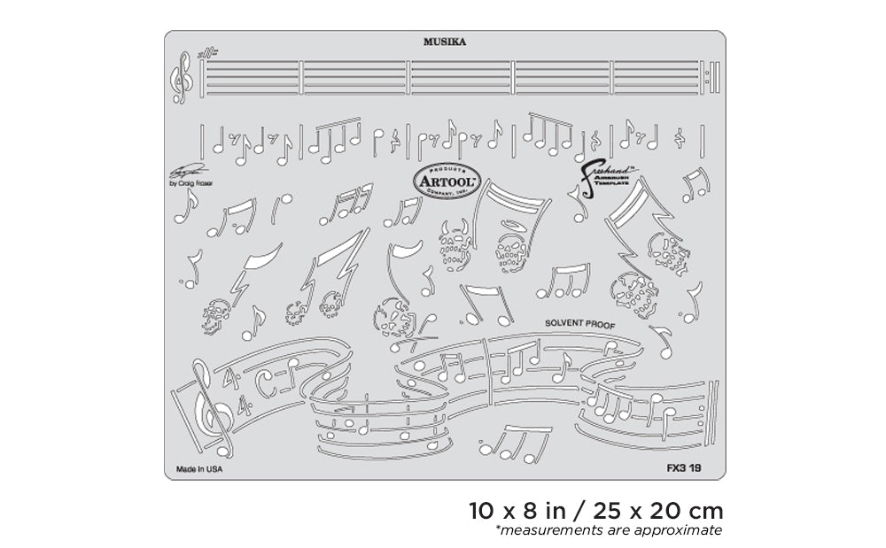IWATA Artool FX3 Musika Freehand Airbrush Template by Craig Fraser | 758240138464