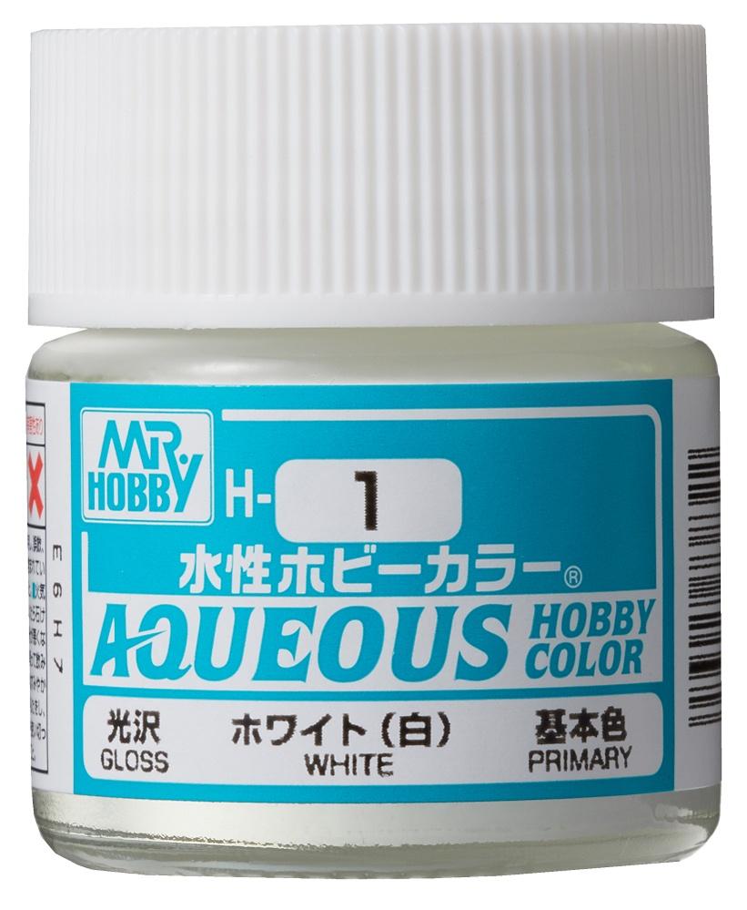 Mr Hobby Aqueous Color H1 Gloss White 10ml Bottle | 4973028738322