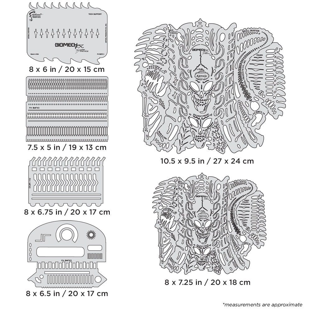 IWATA Artool Biomech FX Skull BusterFreehand Airbrush Template by Mike Lavallee | 758240150800