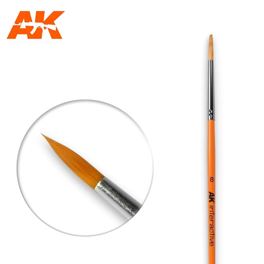 AK Interactive Round Brush 8 Synthetic | 8436535576079