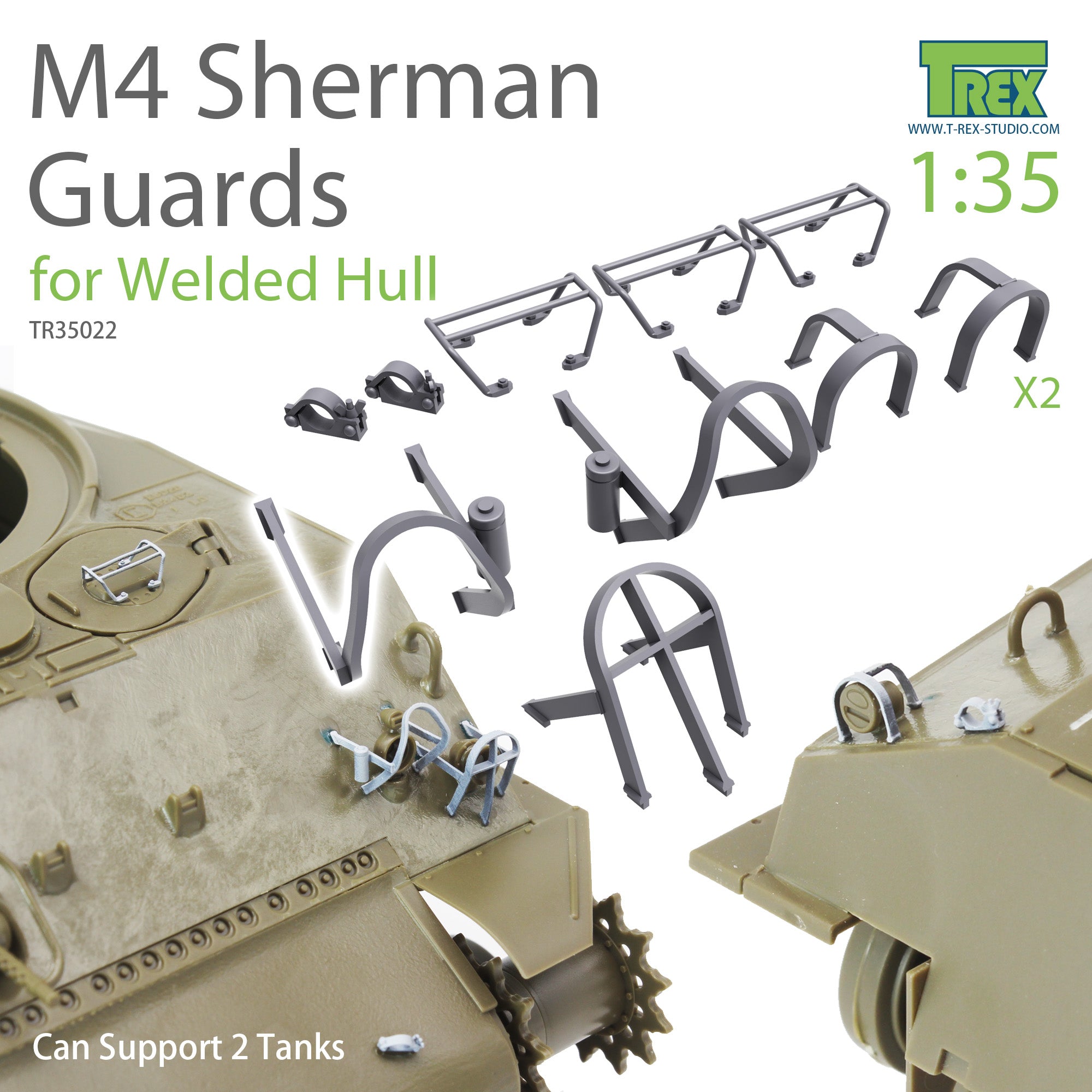 T-Rex Studio 1/35 M4 Sherman Guards Set (for Welded Hull) can support 2 tanks | 6973984750022