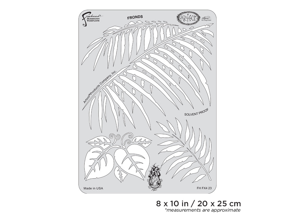 IWATA Artool FX4 Fronds Freehand Airbrush Template by Craig Fraser | 758240138594