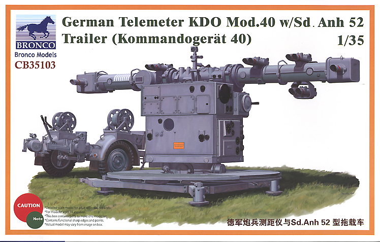 Bronco Models 1/35 German Telemeter KDO Mod.40 w/ Sd.Anh 52 (Kommando-Gerat 40) Trailer Model Kit | 4544032691271