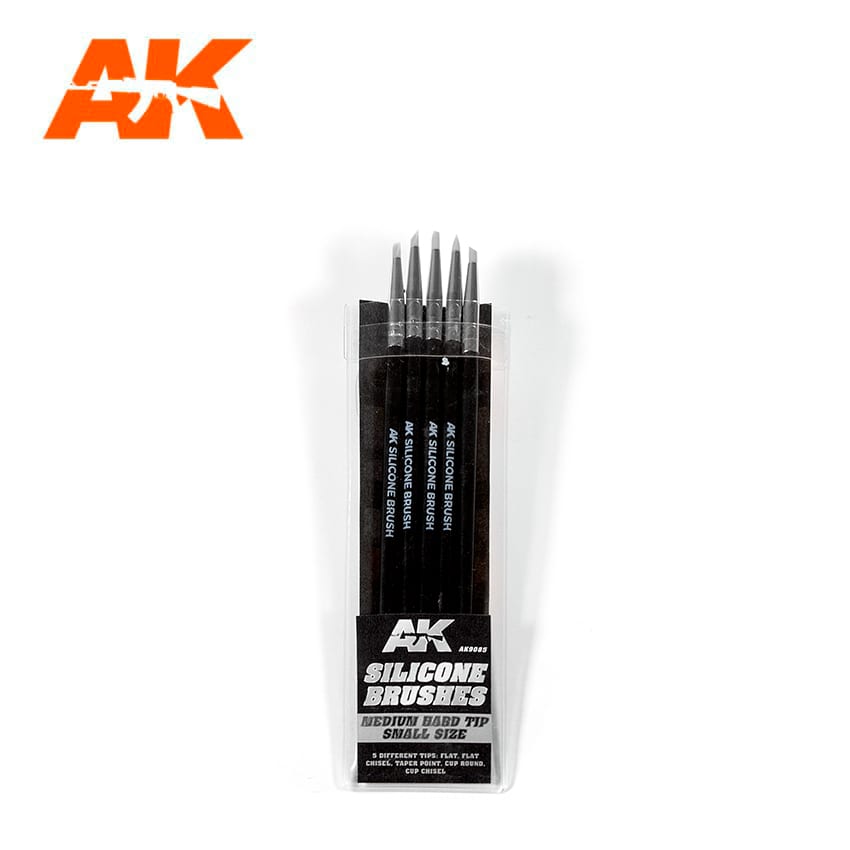AK Interactive Silicone Brushes Medium Hard Tip, Small - 5Pk | 8435568306943