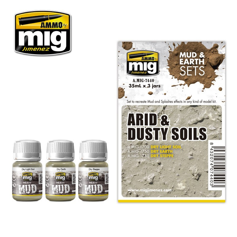 Ammo Mig Arid & Dusty Soils Mud & Earth Set | 8432074074403