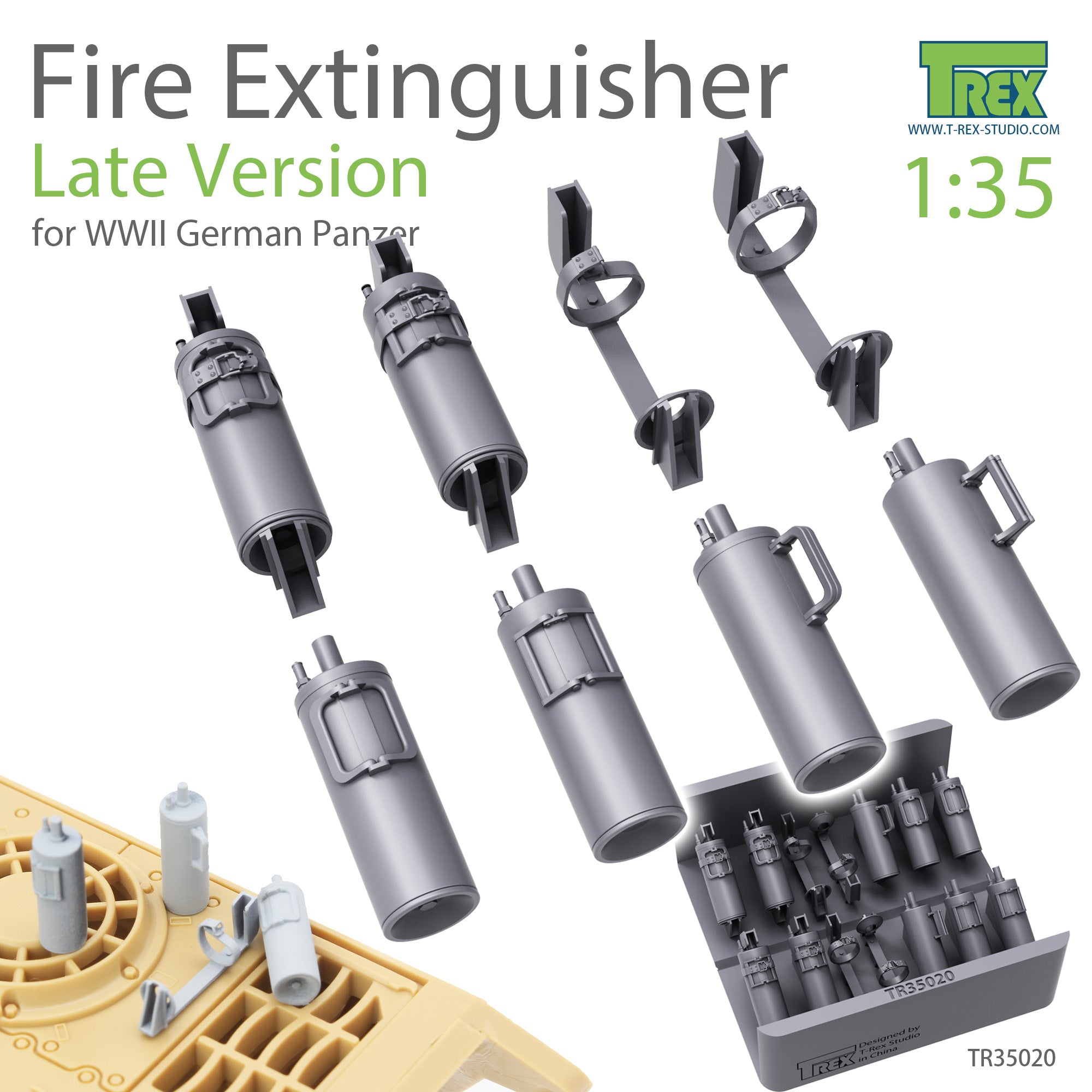 T-Rex Studio 1/35 Fire Extinguisher Late Version for WWII German Panzer | 6973984750060