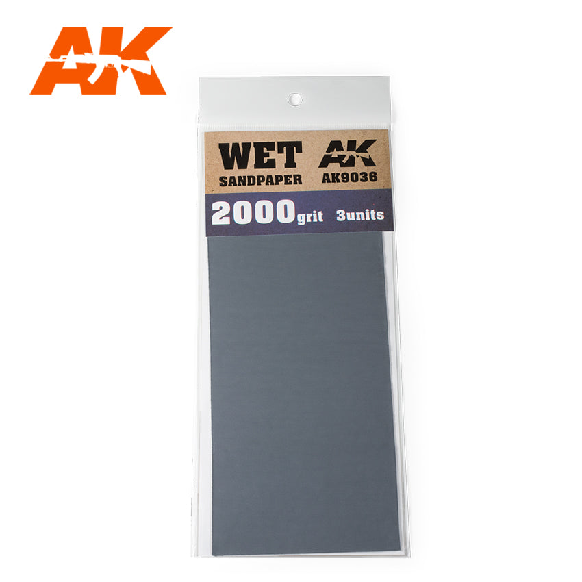 AK Interactive Wet Sandpaper 2000 Grit. 3 units | 8435568305410