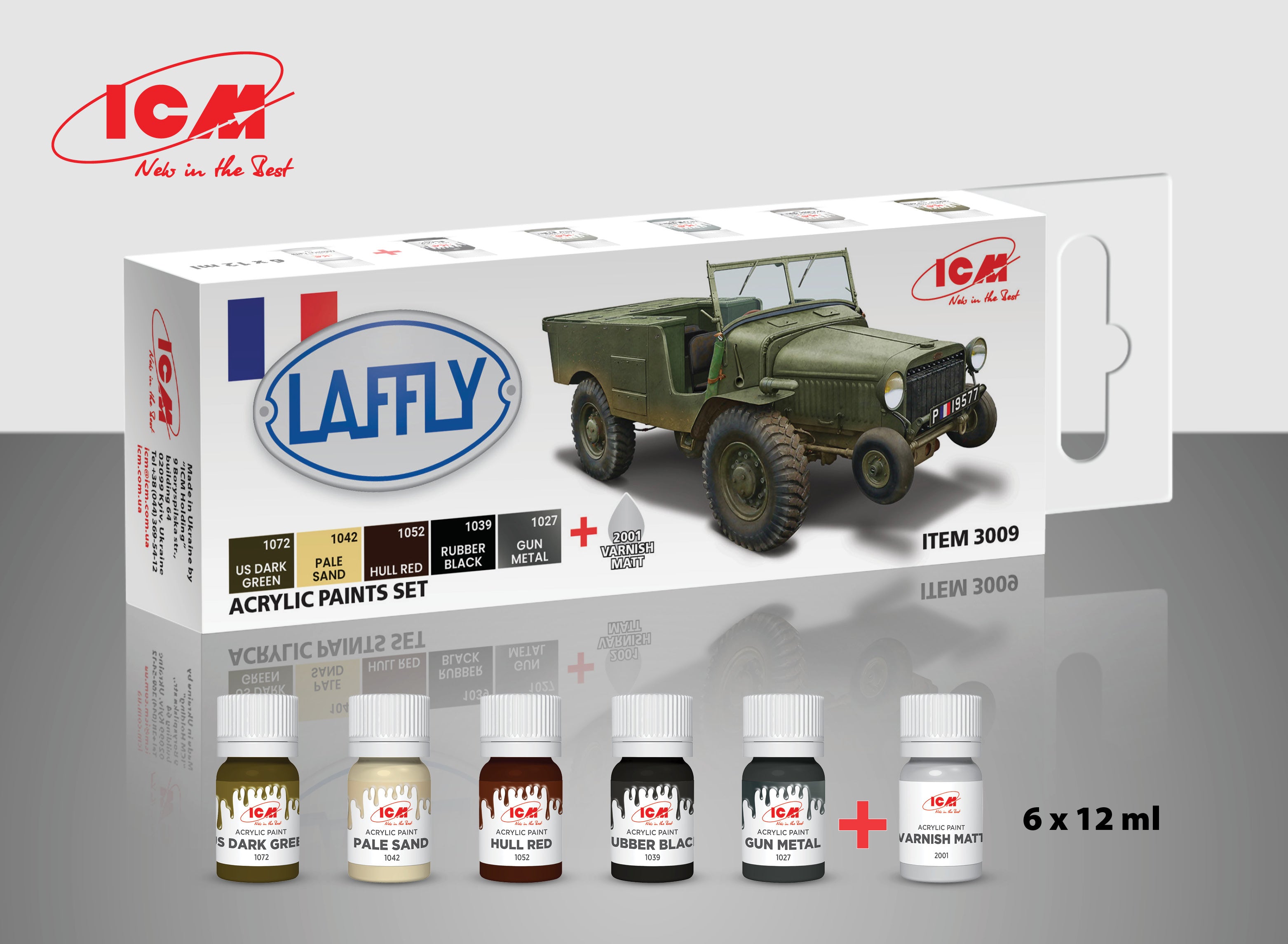 ICM Acrylic paint set for Laffly V 15T and other French AFV | 4823044408405