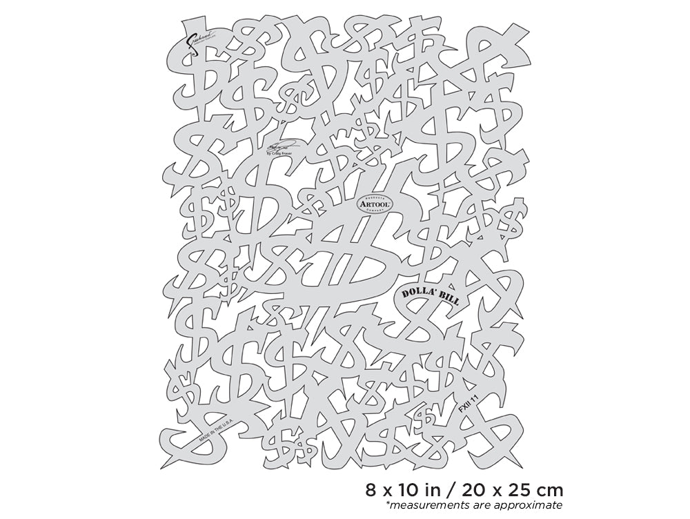 IWATA Artool FX II Dolla Bill Freehand Airbrush Template by Craig Fraser | 758240138242