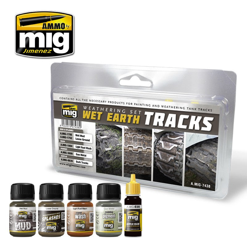 Ammo Mig Wet Earth Tracks Weathering Set | 8432074074380