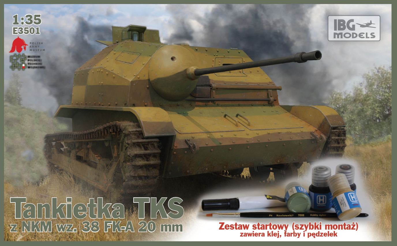 IBG Models 1/35 STARTER SET – TKS Polish Tankette with 20mm Gun (Hataka) | 5907747901100