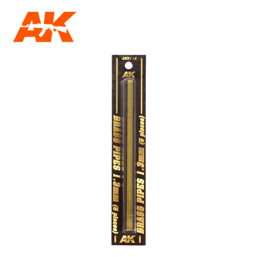 AK Interactive BRASS PIPES 1.3mm, 5 units | 8435568307186
