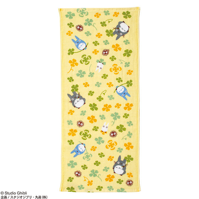 Marushin Studio Ghibli Imabari Gauze Series (Face Towel) "My Neighbor Totoro" - Flower (Clovers), Size: 13.4" x 31.5" | 4992272533187