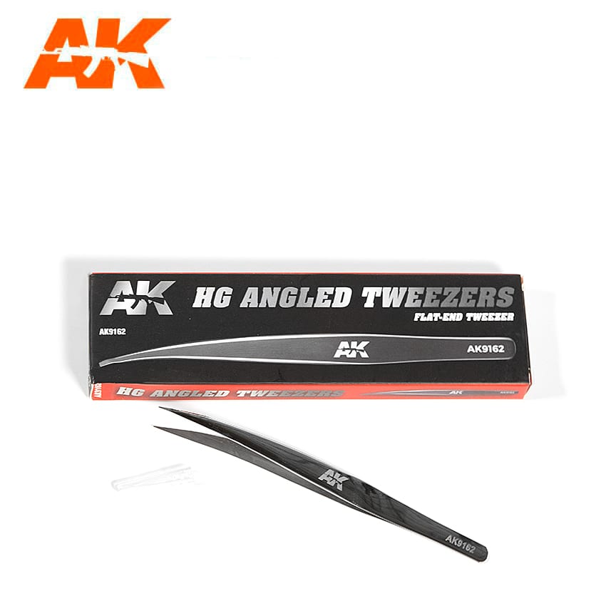AK Interactive HG Angled Tweezers 02 Flat-End | 8435568307971