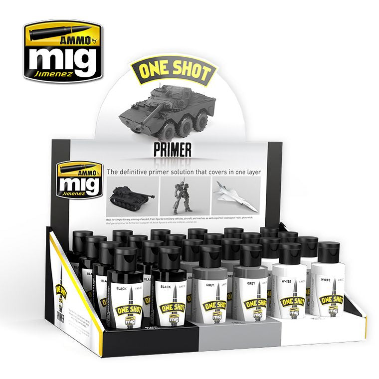 Ammo Mig One Shot Primer Retail Counter Display Stand 1 (8 each, Black, White & Grey, Total 24 Units) | 8432074081555