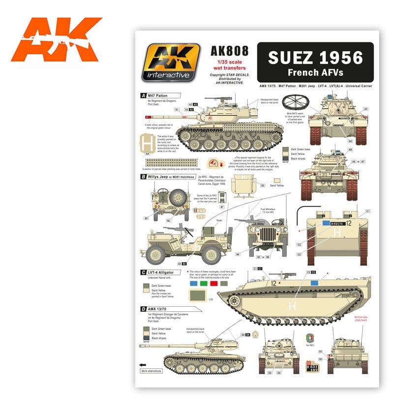 AK Interactive 1/35 Suez 1956 French AFVs decals | 8436535578080