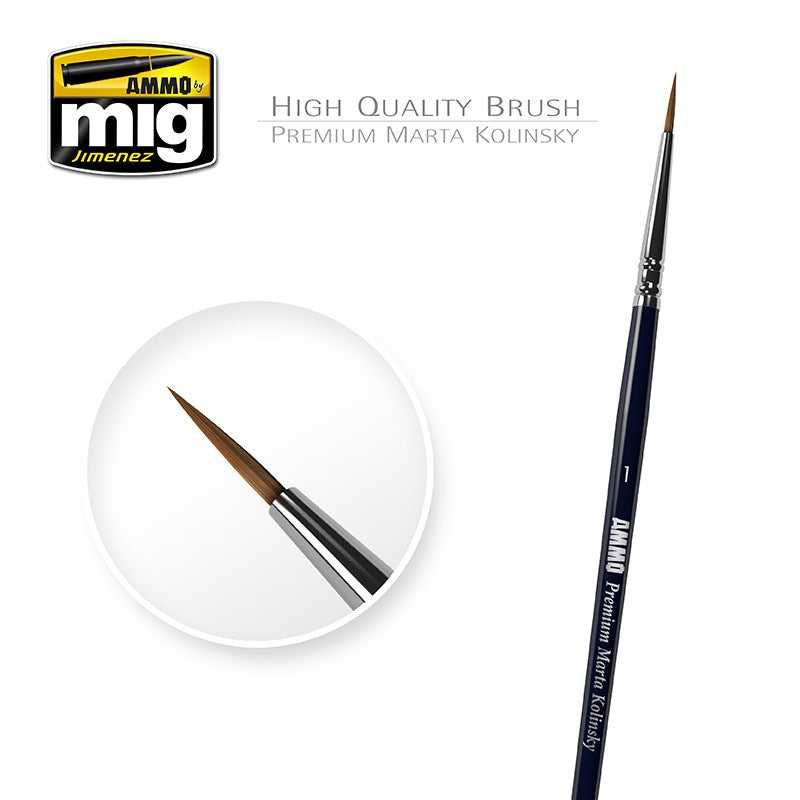 Ammo Mig Premium Marta Kolinsky Round Brush, 1 | 8432074086024