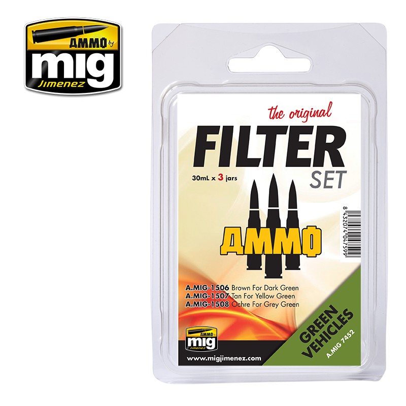 Ammo Mig Filter Set for Green Vehicles | 8432074074526