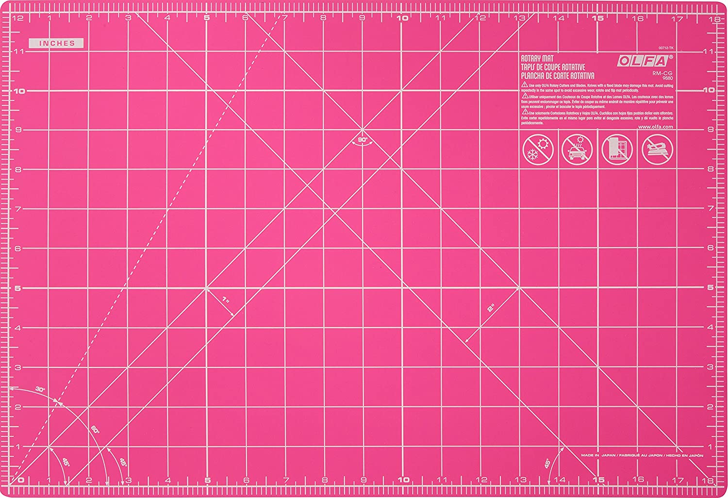 OLFA 12' x 18' Double Sided Rotary Mat, Pink (RM-CG/PIK) | 91511220407