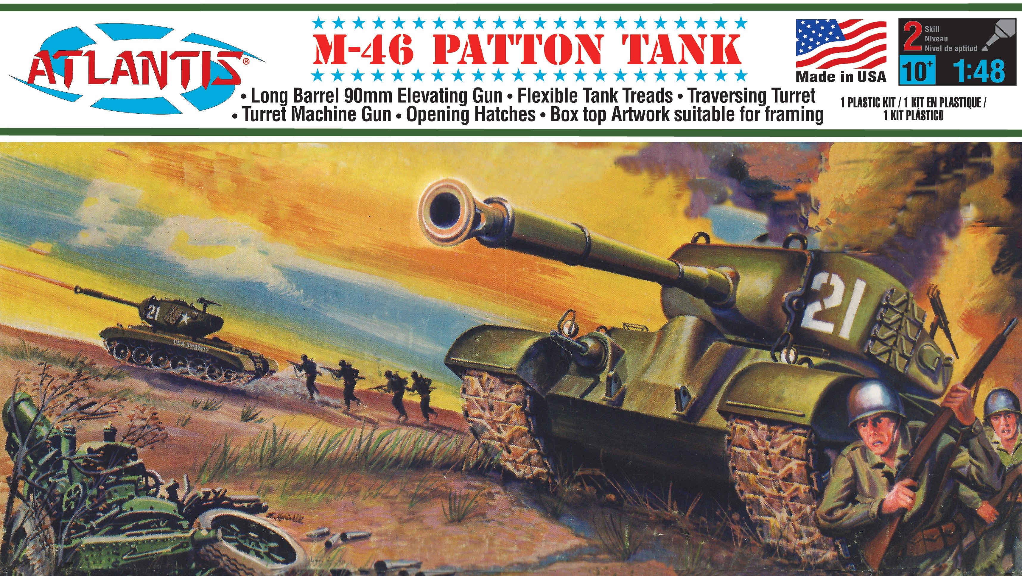 Atlantis 1/48 M-46 Patton Tank w/ Figures & Decals | 850002740240