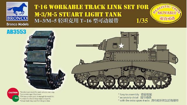 Bronco Models 1/35 T-16 Workable Track Link Set for M-3/M-5 Stuart Light Tank | 4544032691639