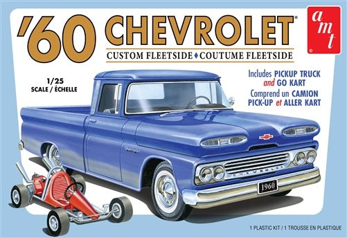 AMT 1/25 1960 Chevy Custom Fleetside Pickup with Go Kart 2T | 849398017388