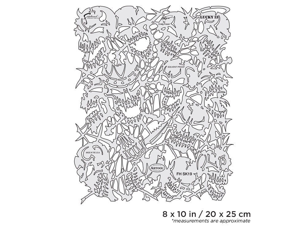 IWATA Artool Return of Skullmaster Lucky 13 Freehand Airbrush Template by Craig Fraser | 758240138198