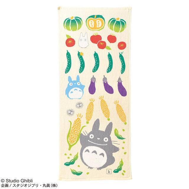 Marushin Studio Ghibli Imabari Gauze Series (Face Towel) "My Neighbor Totoro" - Vegetable, Size: 13.4" x 31.5" | 4992272703474