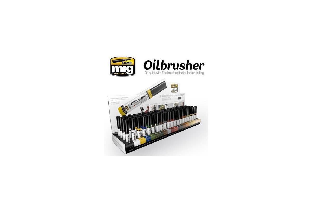 Ammo Mig Oilbrushers Retail Counter Display Stand No.1 (20 Oilbrushes x 4 Units) | 8432074081548