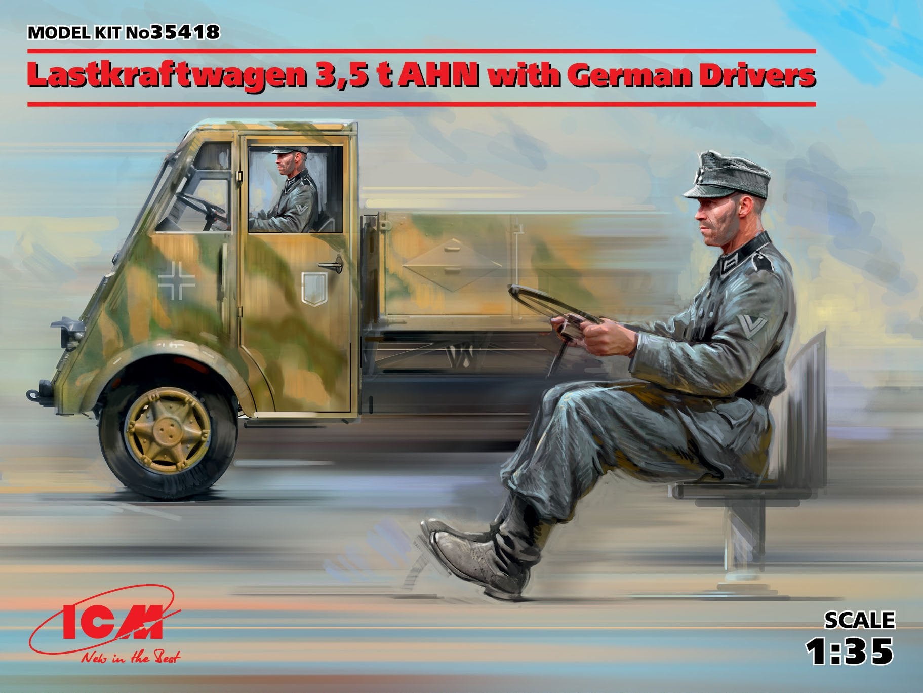 ICM 1/35 Lastkraftwagen 3,5 t AHN with German Drivers | 4823044405923