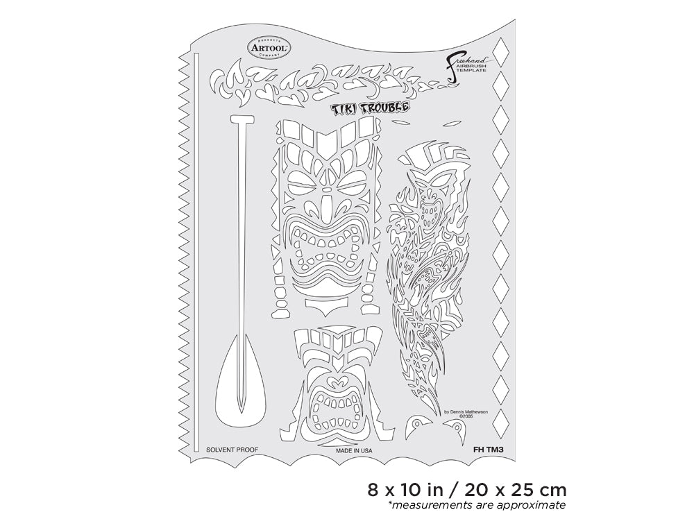 IWATA Artool Tiki Master Tiki Trouble Freehand Airbrush Template by Dennis Mathewson | 758240132844