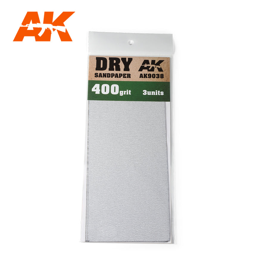 AK Interactive Dry Sandpaper 400 Grit. 3 units | 8435568305434