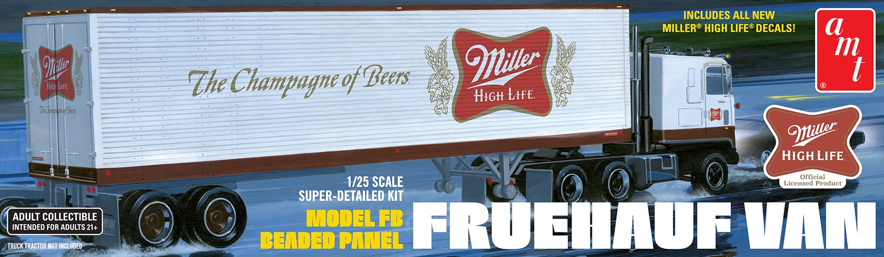AMT 1/25 Miller Beer Fruehauf 40' Semi Trailer | 849398046609