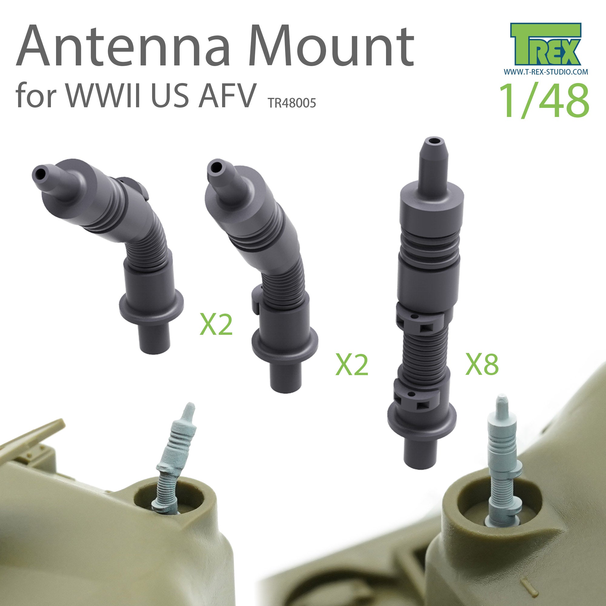 T-Rex Studio 1/48 Antenna Mount Set for WWII US AFV | 6973984750817