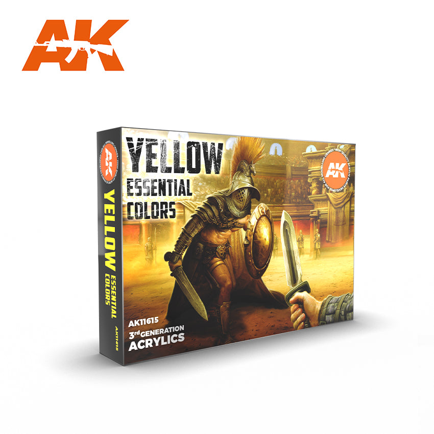 AK Interactive 3G Essential Colours - Yellow Set | 8435568309357