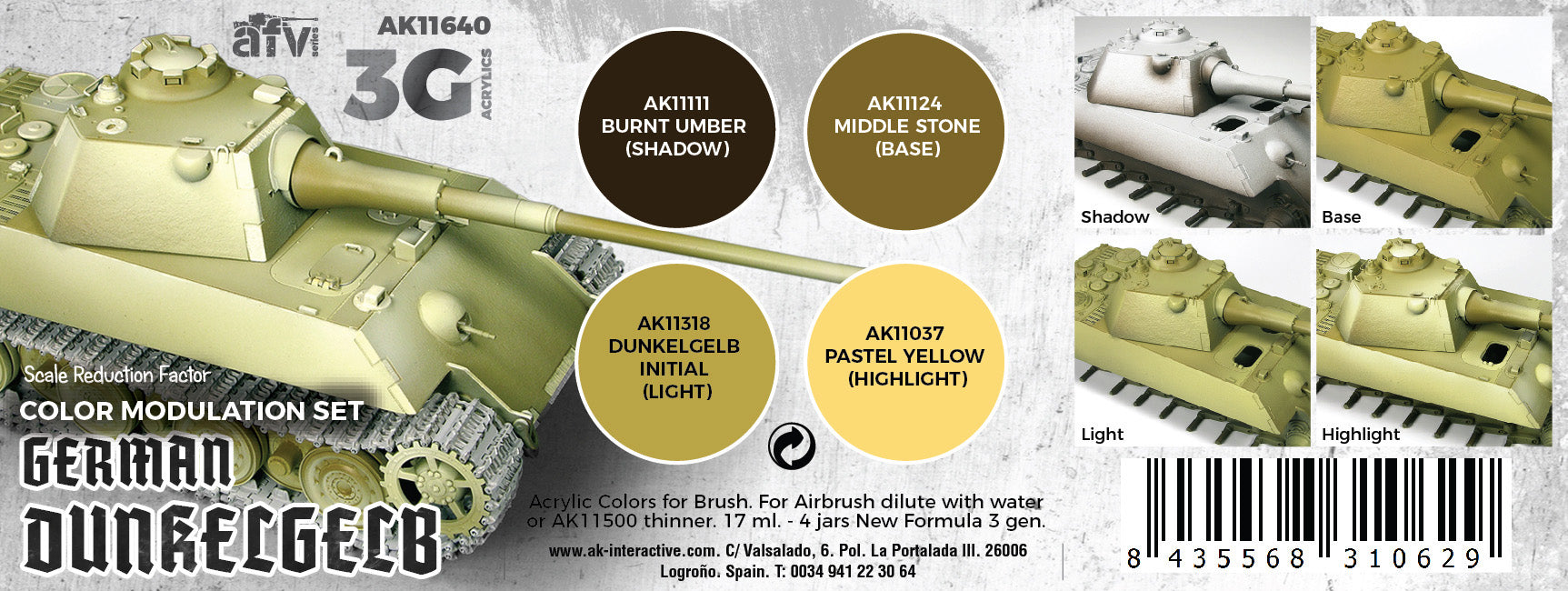 AK Interactive 3G Modulation German Dunkelgelb | 8435568310629