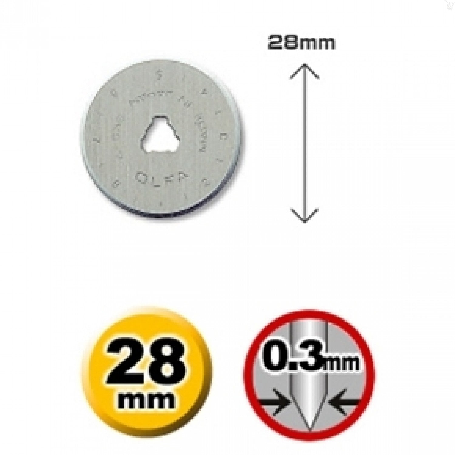 OLFA 28mm RB28-10 Tungsten Steel Replacement Rotary Blades (10/PACK) | 91511500523