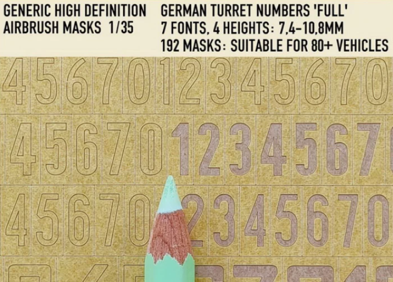 1ManArmy 1/35 German Turret Numbers Full Airbrush Paint Masks | 714639355201
