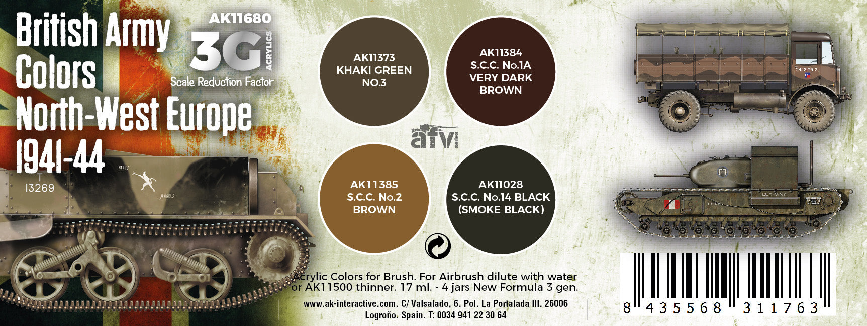 AK Interactive 3G British Army Colors Europe 1941-44 | 8435568311763